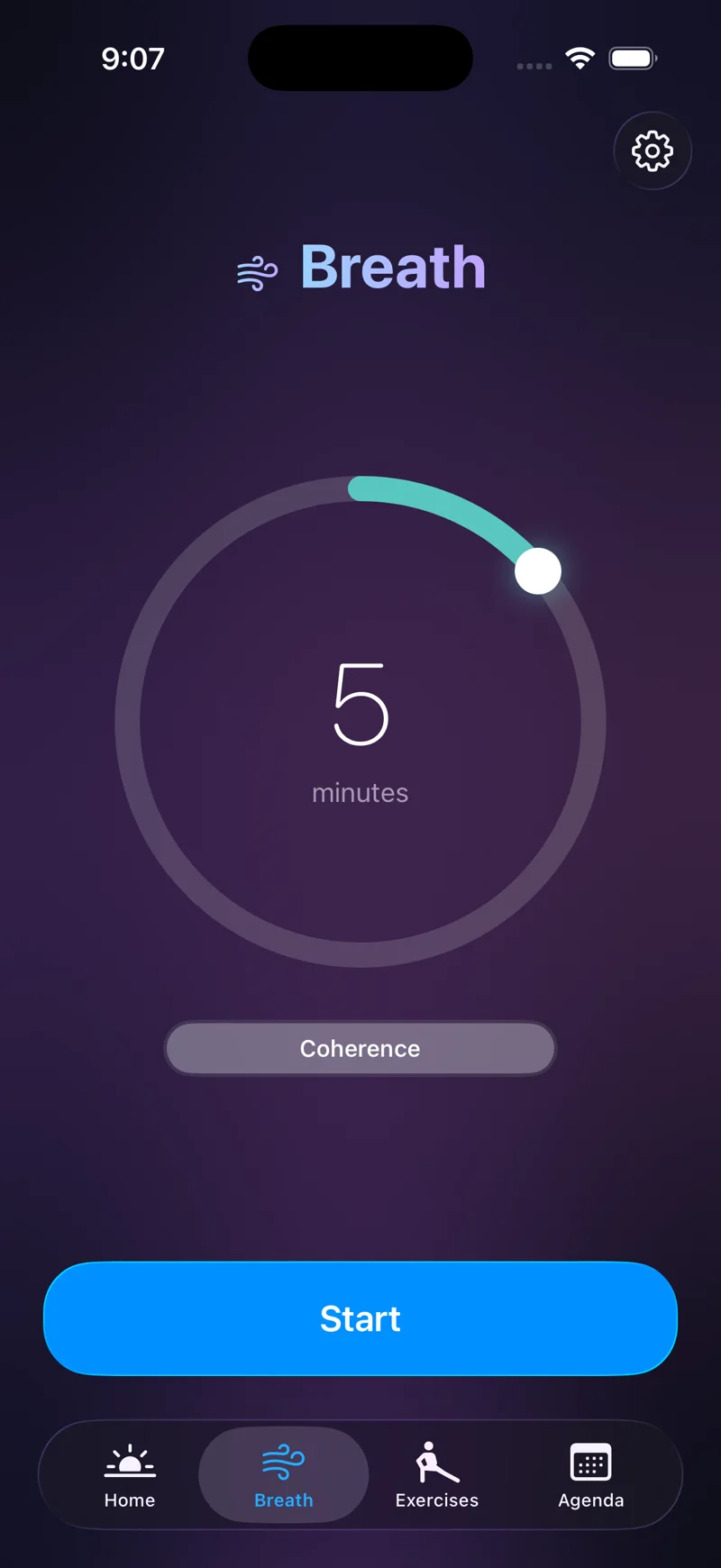 Breathing session timer